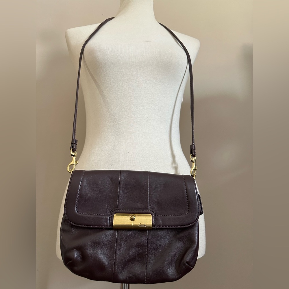 Coach Kristin Eggplant Leather Crossbody Purse